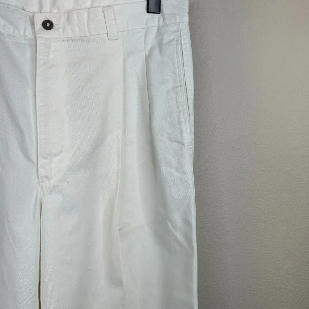 Flyers Men's High Rise Straight‎ Leg Ankle Pant Pleated White Size 36S